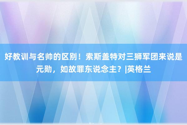 好教训与名帅的区别！索斯盖特对三狮军团来说是元勋，如故罪东说念主？|英格兰